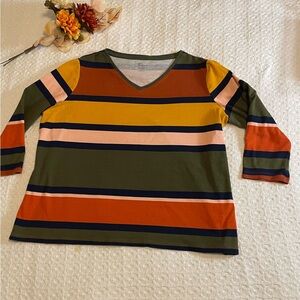 Kim Rogers Multicolor‎ Striped Cotton Top~Size XL~ Casual